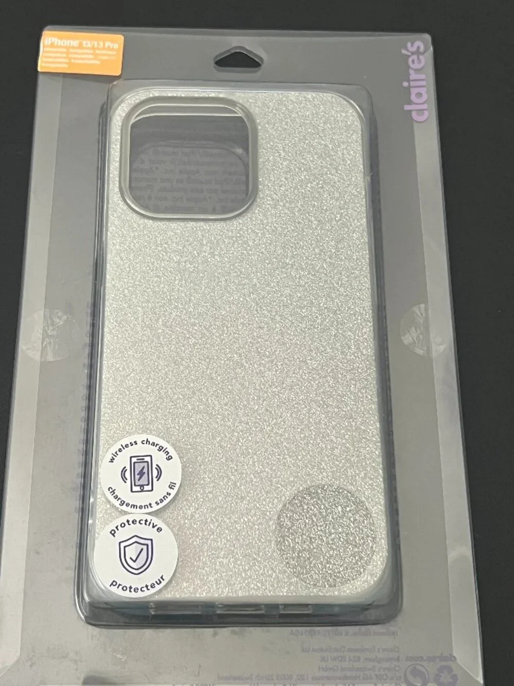 Claire’s iPhone 13/13 Pro Case Silver Glitter Sparkle Aesthetic Cute NWT